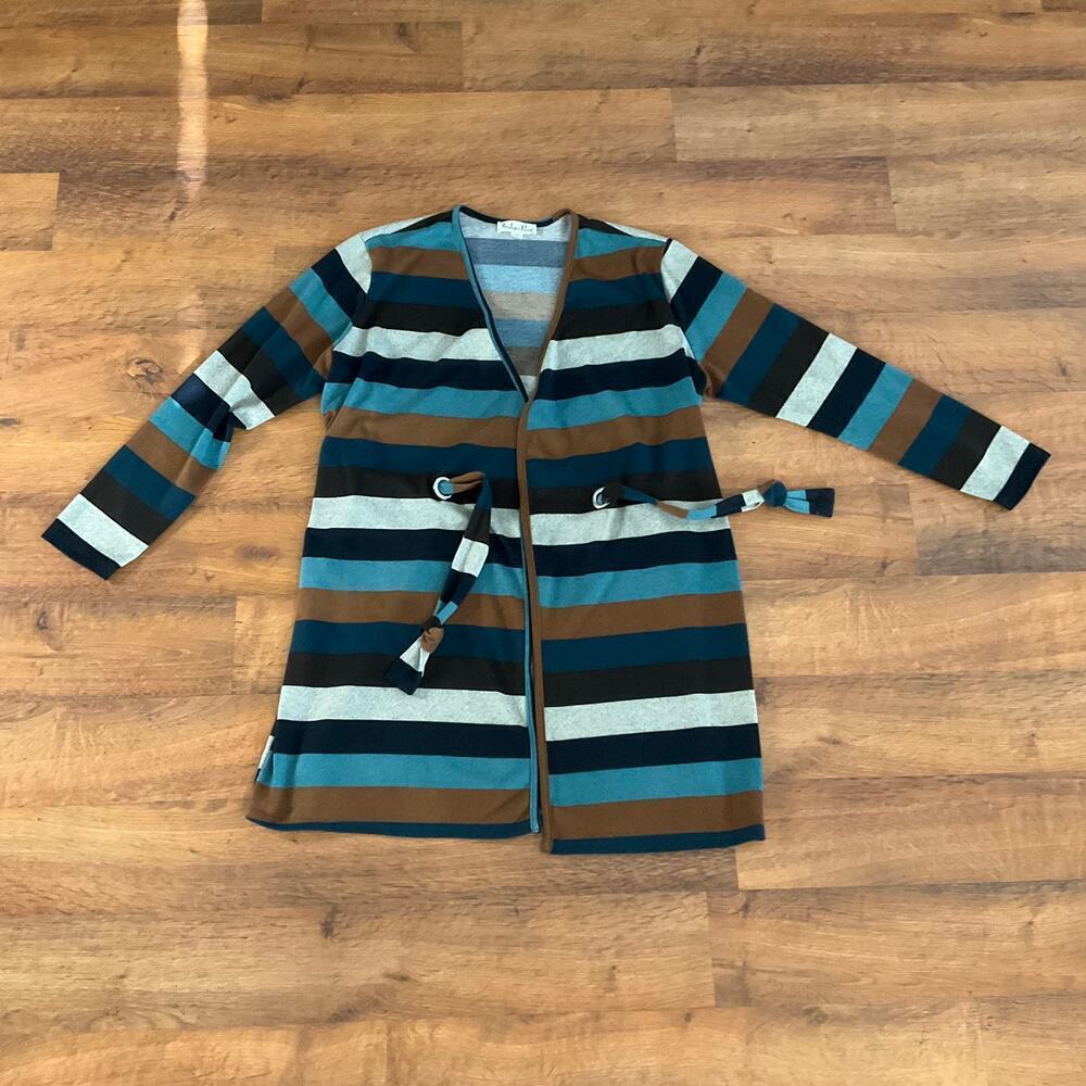 Indigo Rose Striped Tie Waist Long Sleeve Womens Sweater Cardigan Size XL